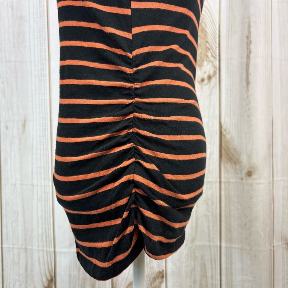 Isabel Maternity Tee Long Sleeve Side Rouging Comfy Striped Black Orange Size XS - Picture 4 of 14